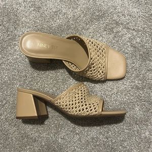 Nude woven chunky sandal/heel
